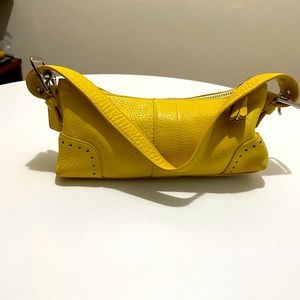 COACH yellow pebble leather small zip purse